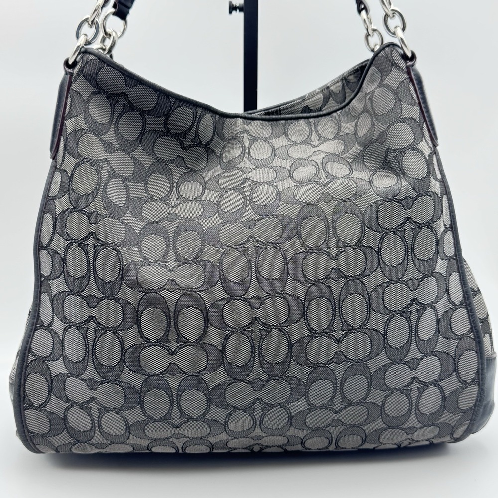 Coach Phoebe F36424 Shoulder Bag Outline Black Signature Jacquard Canvas Purse
